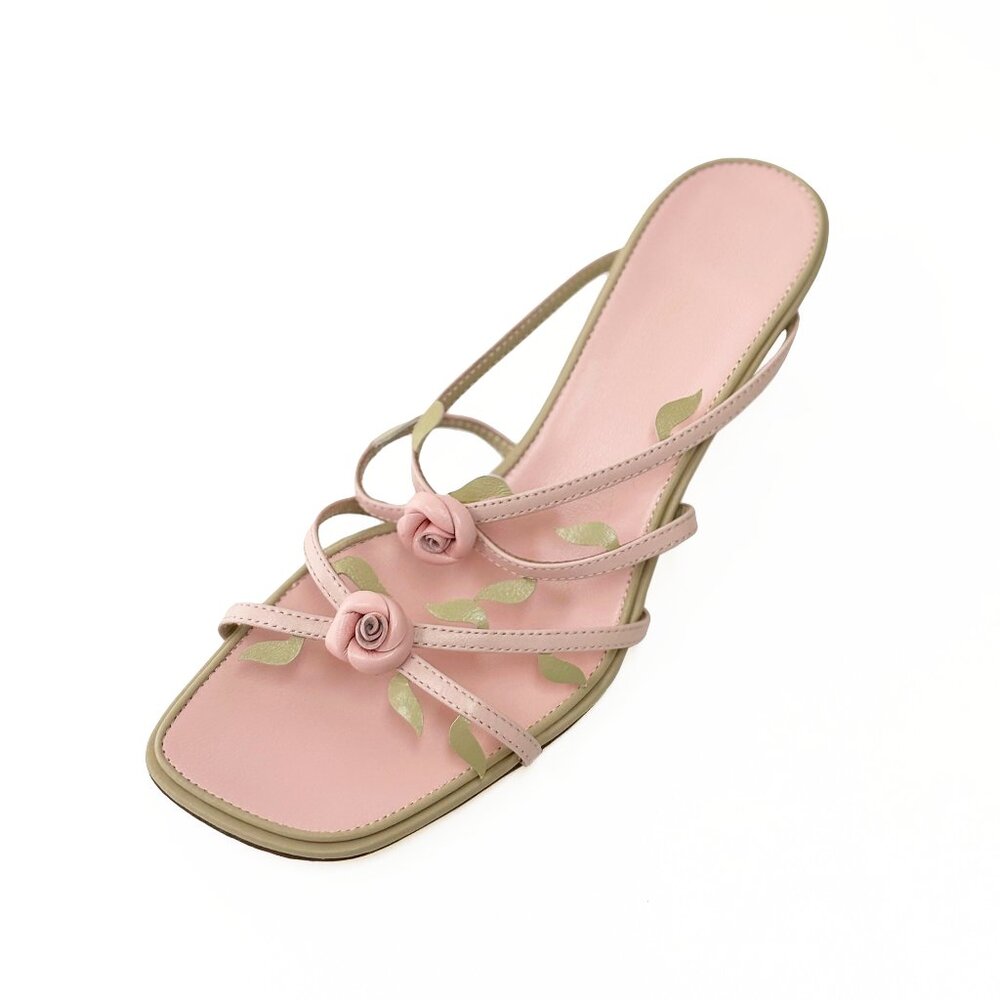 Vintage Style Rosebud Pink Sandals